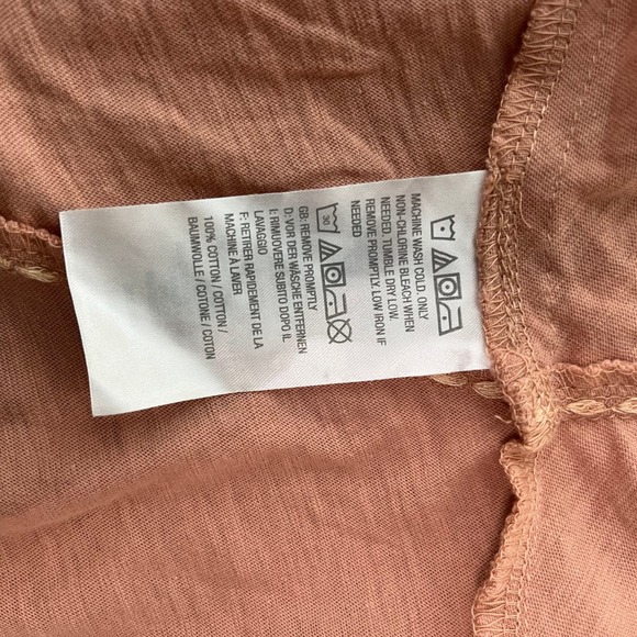 LOGO Lori Goldstein Tunic Top Womens Size Small Peach Asymmetric Hem Pockets - Picture 8 of 12